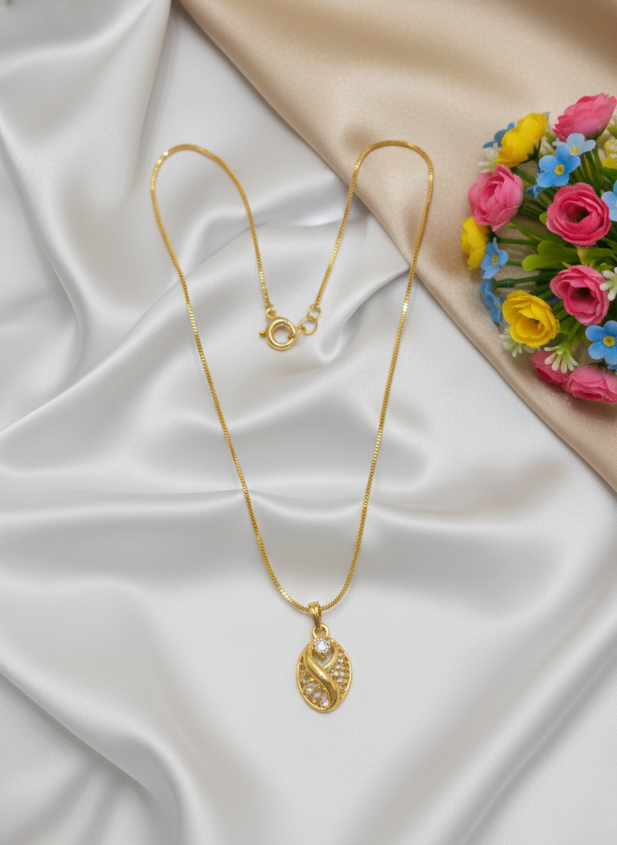 Soft Shine Gold Colour Pendant Necklace