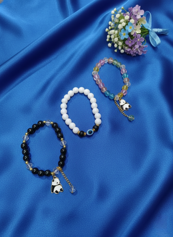 Cute Panda Charm Beaded Bracelet – Pack of 3