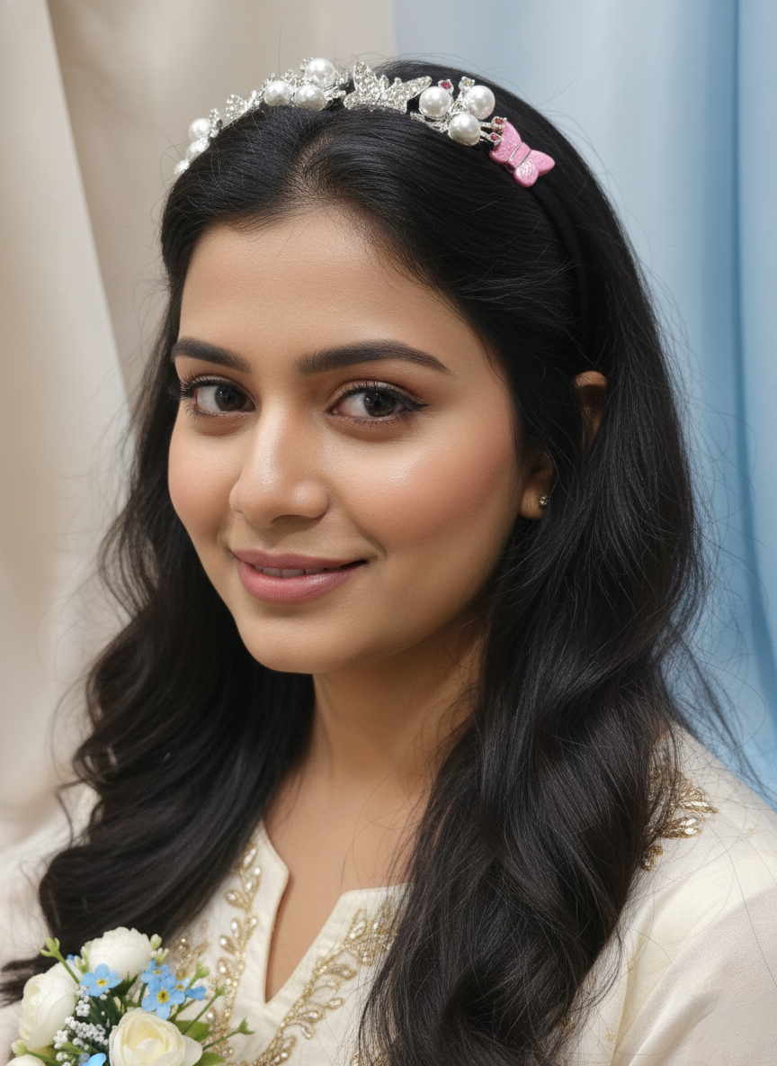 Everyday Wear Pearl Butterfly Hair Band -3