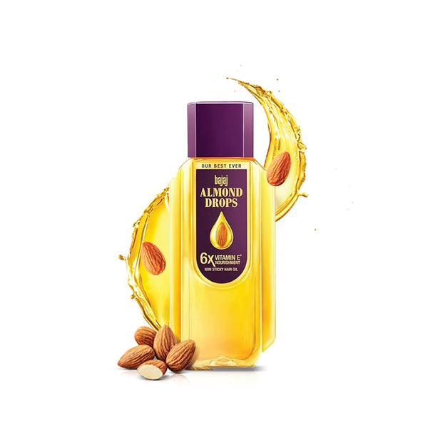Bajaj Almond Drops Hair Oil, 285ml, 6X Vitamin E, Almond Oil, Light and Non Sticky, Hair Fall Control