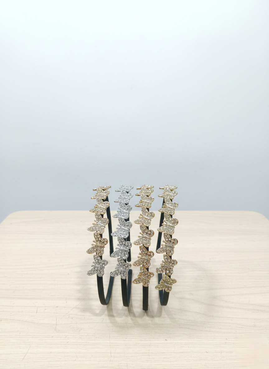 Sweet Butterfly Crystal Hair Band Set of 3