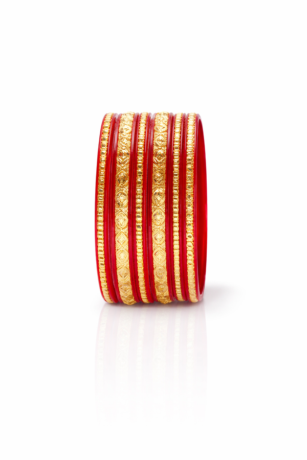 Traditional Red Designer Bangles with Anti-Tarnish Finish