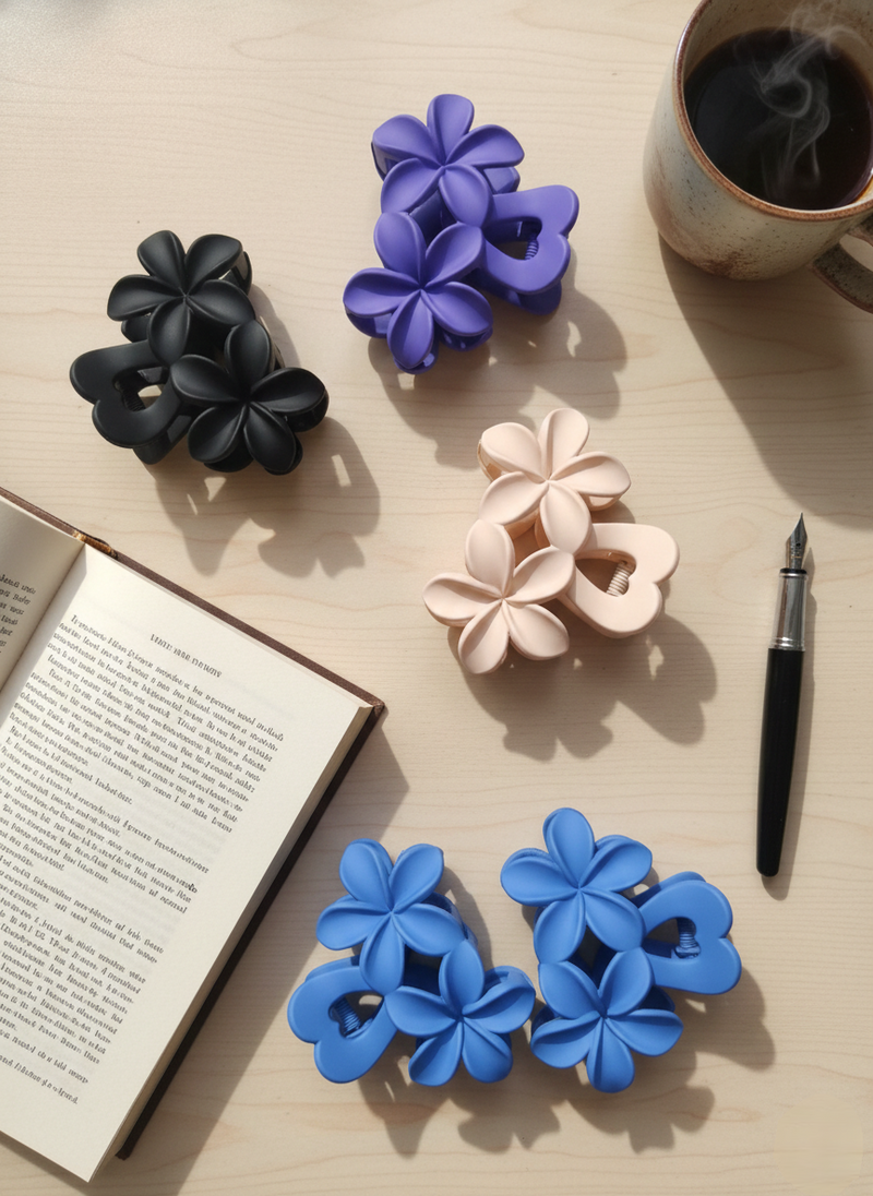 4 Pcs Flower Claw Clips For women & girls -Stylish hair Clutcher | Korean Hair Accessories