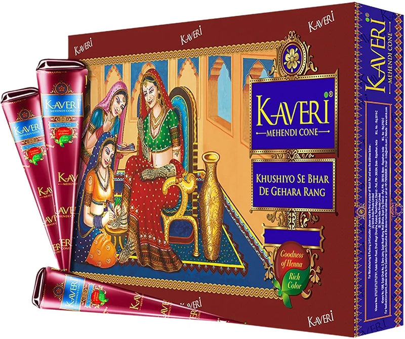 Kaveri Natural Henna Mehandi Cone - Pack of 12 Cones