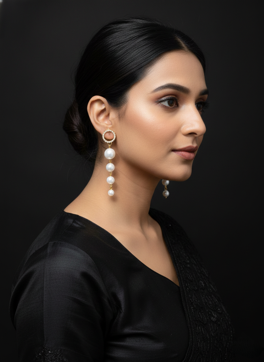 ✨Anti-Tarnish Pearl Drop Earrings with Crystal Circle Design