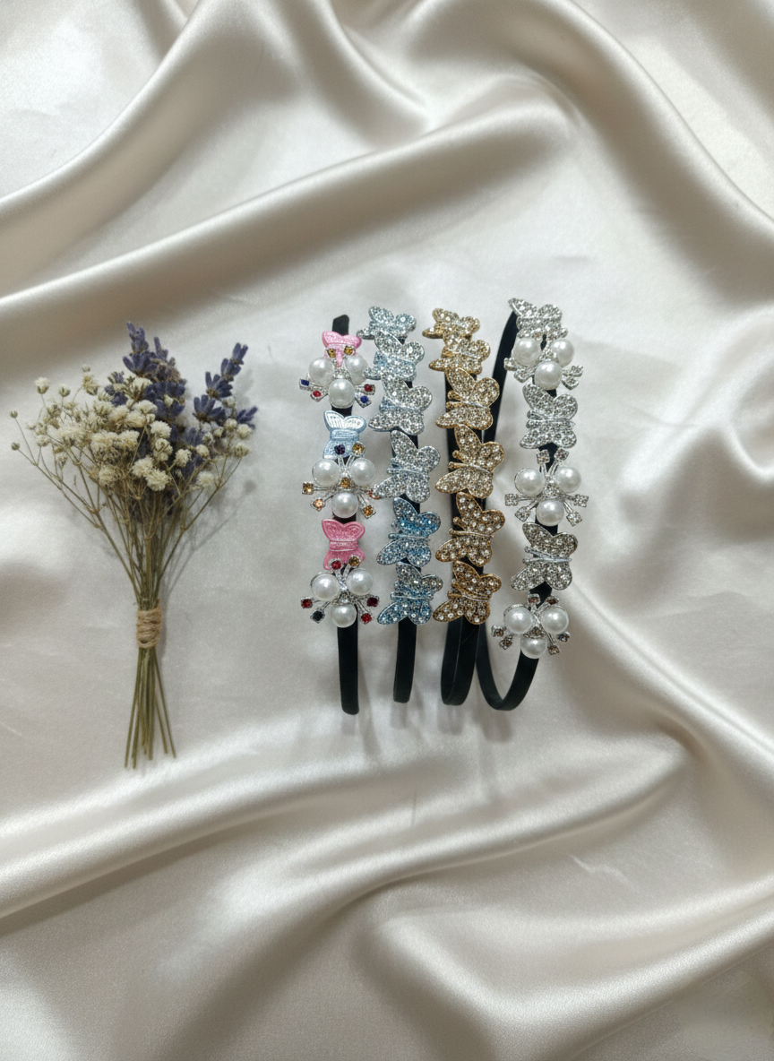 Sweet Pearl Butterfly Hair Band Set of 3
