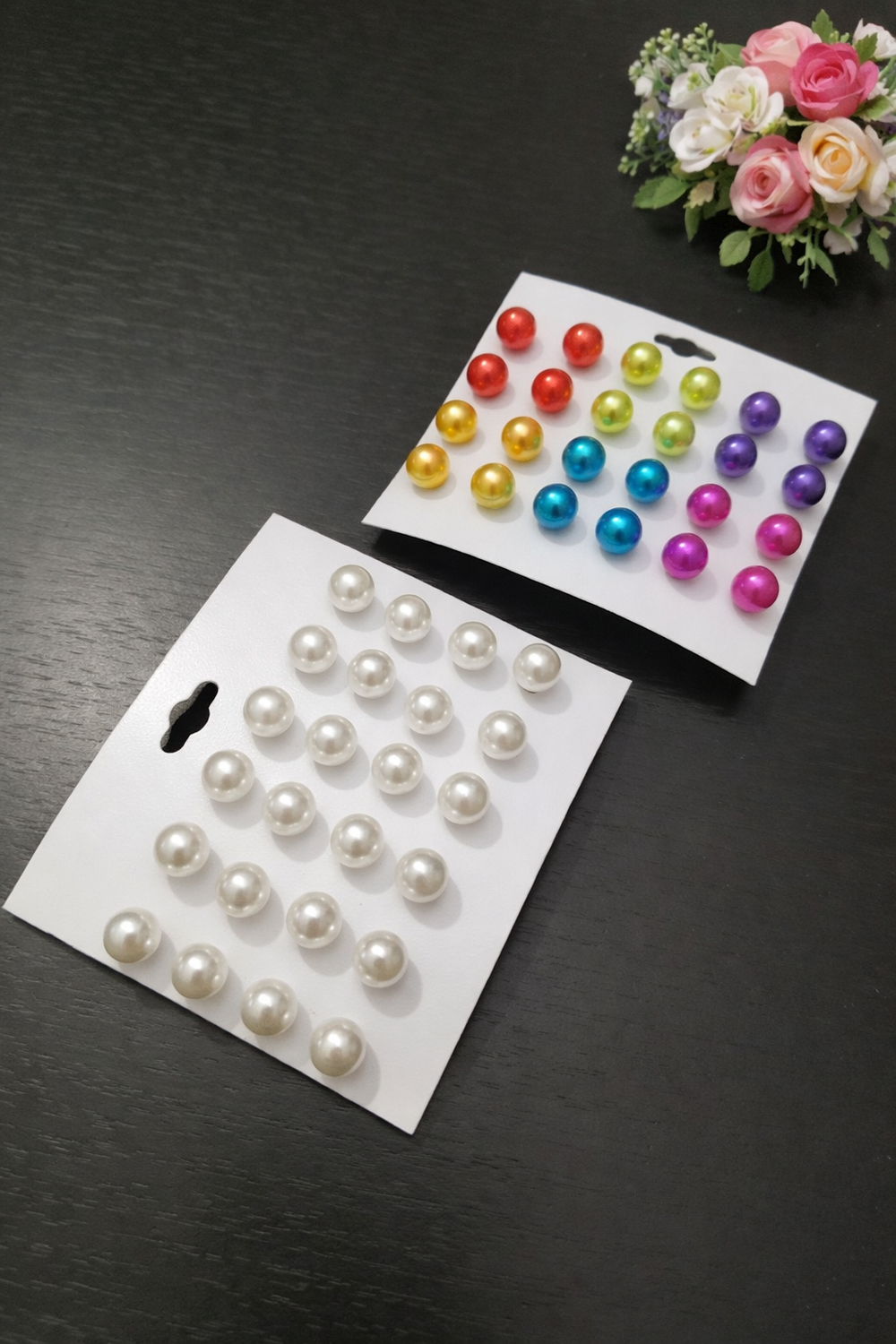 Pearl Stud Earrings & Tops Multicolor Stud Combo Set