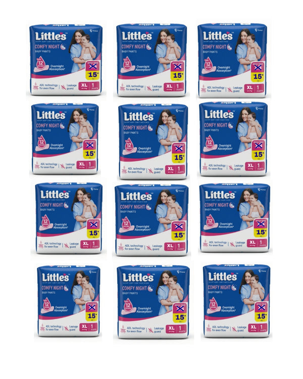 Little's Baby Diapers XL Size  Pants Style | 12-17 kg | 12 Pcs | Comfy Nights Baby Diaper Pants