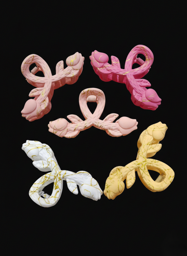 5 Pcs Hair Claw Combo matte thick Hair Claw Flower Fancy Hair Clutchur For women, girls