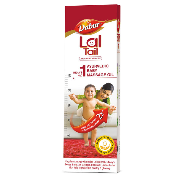 Dabur Lal Tail : Ayurvedic Baby Oil|Clinically Tested 2x Faster Physical Growth for Stronger Bones and Muscles- 200 ml
