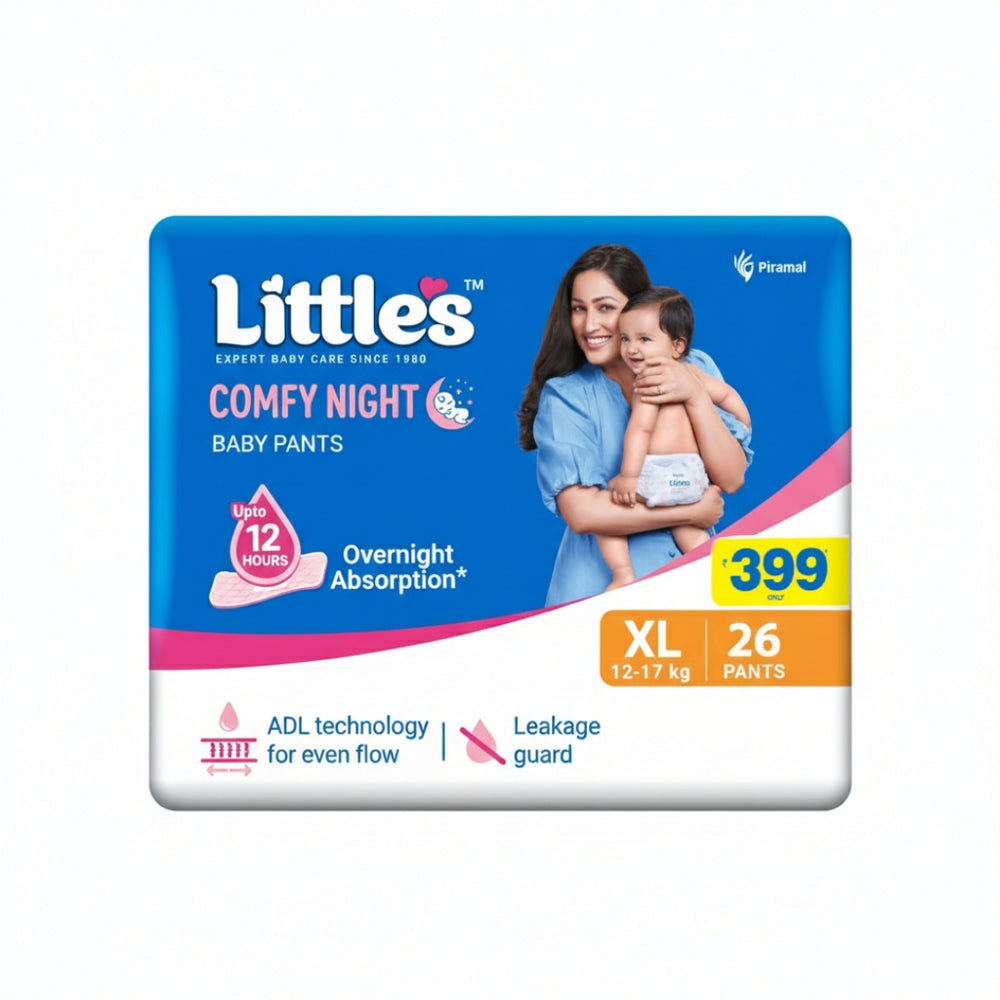 Little's Baby Diapers XL Size  Pants Style | 12-17 kg | 26 Count | Comfy Nights Baby Diaper Pants