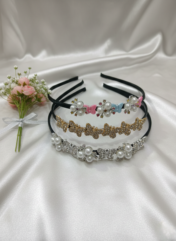 Sweet Pearl Butterfly Hair Band Set of 3