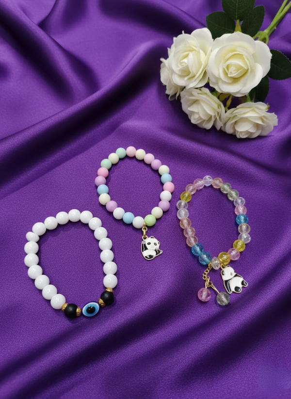 Sweet Beaded Panda Bracelets (Pack of 3)