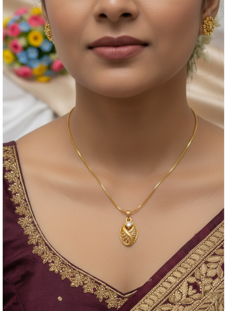 Soft Shine Gold Colour Pendant Necklace