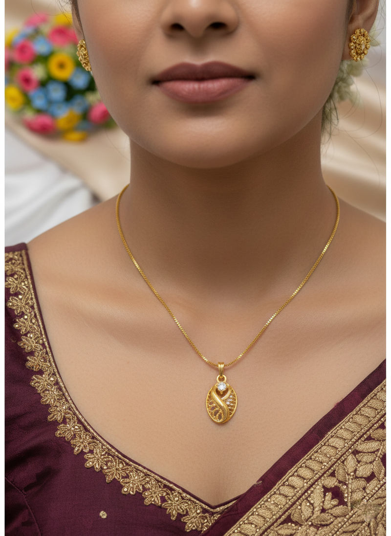 Soft Shine Gold Colour Pendant Necklace