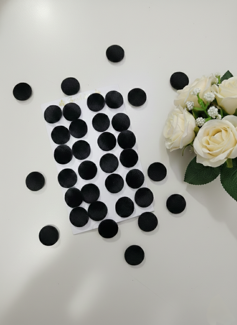 Stylish Black Fabric Buttons for Tops (Pack of 12)