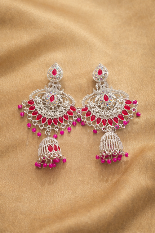 Anti-Tarnish Classic Silver Finish Ethnic Earrings