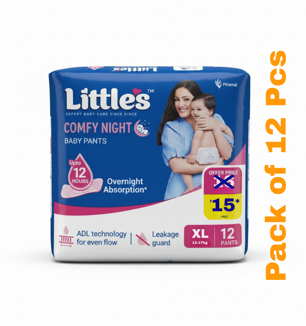 Little's Baby Diapers XL Size  Pants Style | 12-17 kg | 12 Pcs | Comfy Nights Baby Diaper Pants