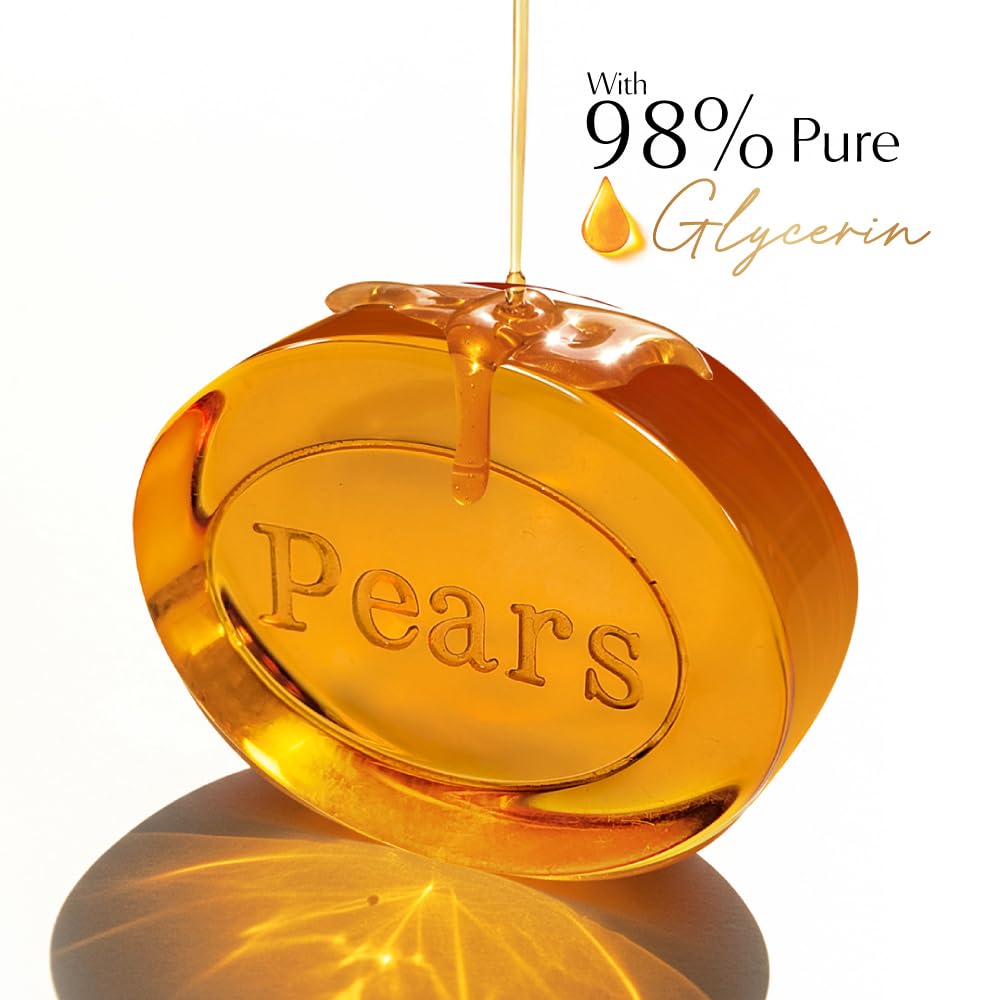 Pears Original Glycerin Soap Bar - Pure & Gentle Glow | With 98% Pure Glycerin | For Hydration & Glow | With Plant Based Cleanser for Skin & Body | Paraben-free | 300gms