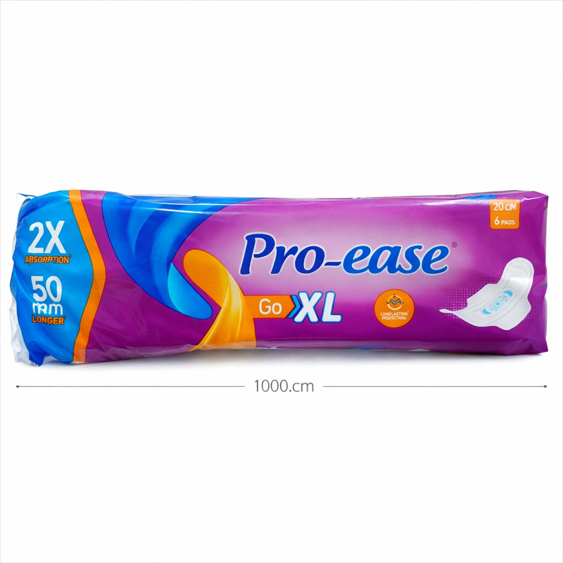 Pro Ease Go XL |Pack of 3| 18 Sanitary Pads for Women | 2X absorption | Odour Control | Long Lasting Protection |