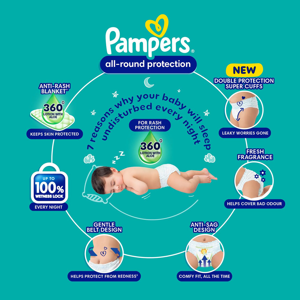 Pampers Complete Skin Comfort Pants (M) Size Medium 7-12 kg | Pack of 12 Pcs