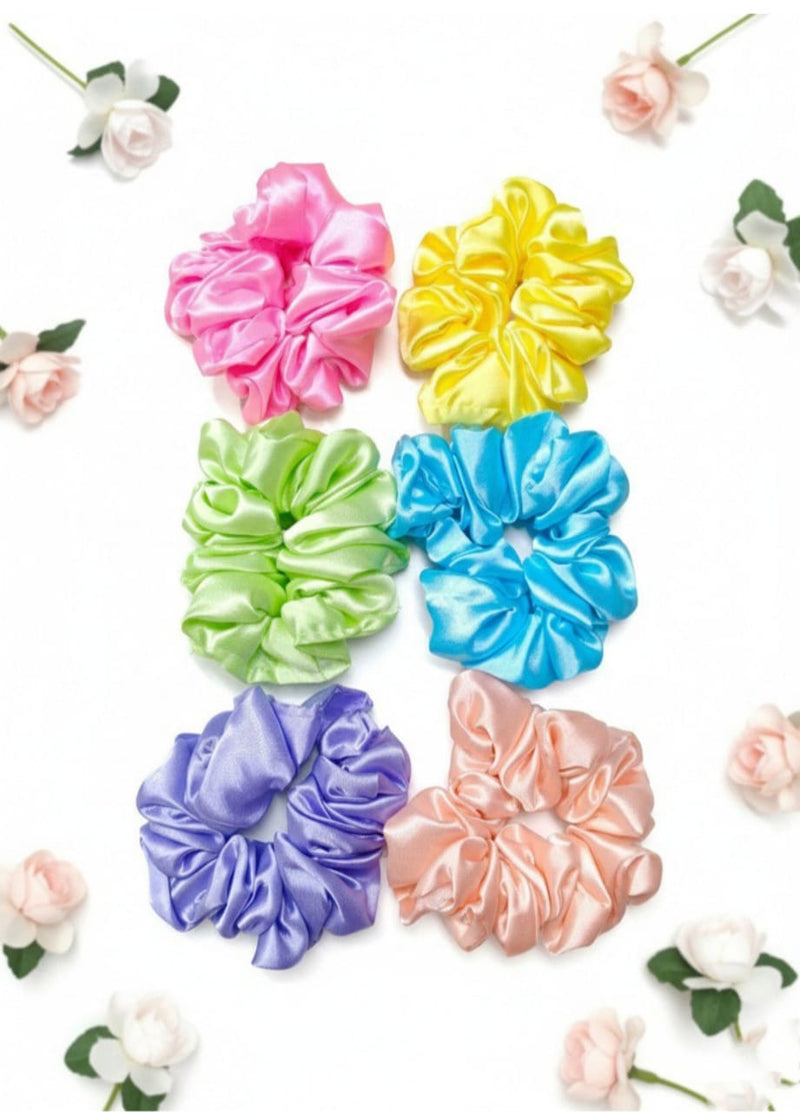 ✨ Luxury Satin Scrunchies for women , girls Multicolor|Rubber band,Hair Band (Pack of 6)