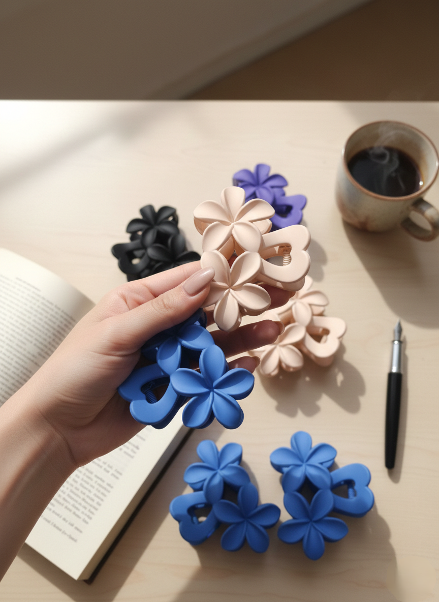 4 Pcs Flower Claw Clips For women & girls -Stylish hair Clutcher | Korean Hair Accessories