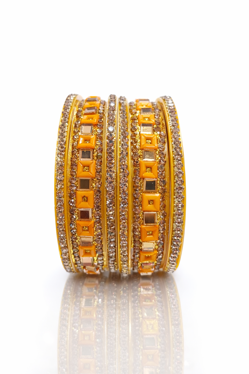 Ms Bangles set golden Stone Studded Designer Bangles with Gold Polish girls & women set|