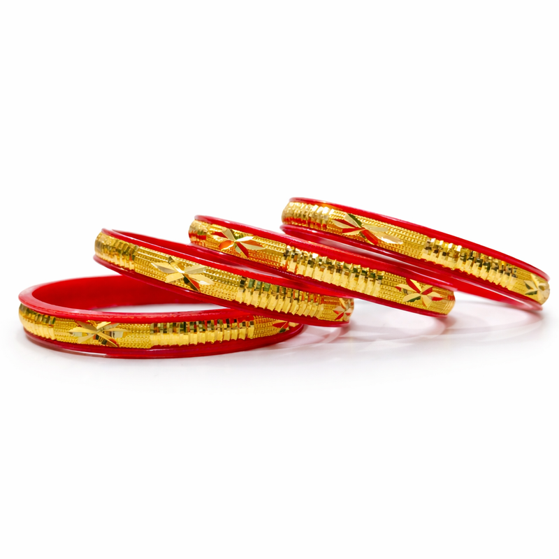 Luxury Red & Gold Crystal Traditional Ethnic Bangles