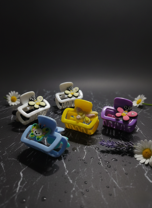 5 Pcs Hair Claw Combo matte Big thick Hair Claw Flower fancy Hair cultcher for women, girls