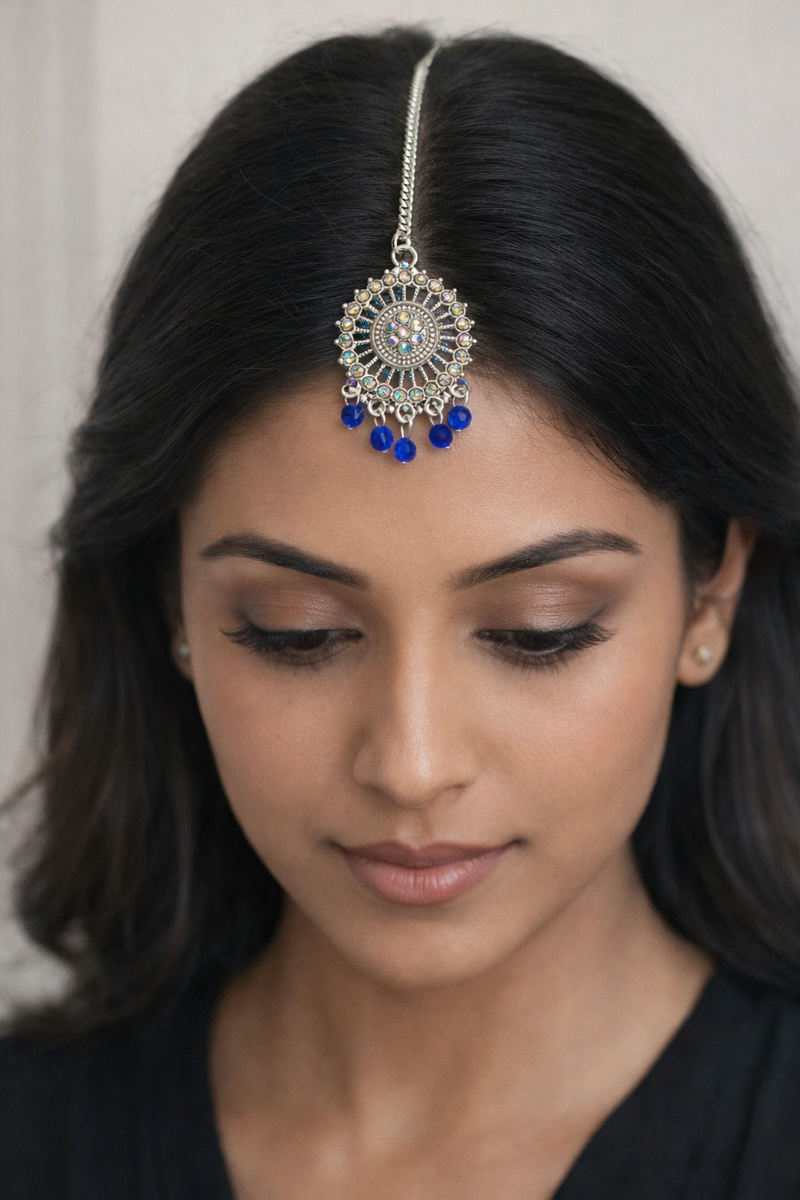 Anti-Tarnish Premium Silver Earrings with Matching Tika Set