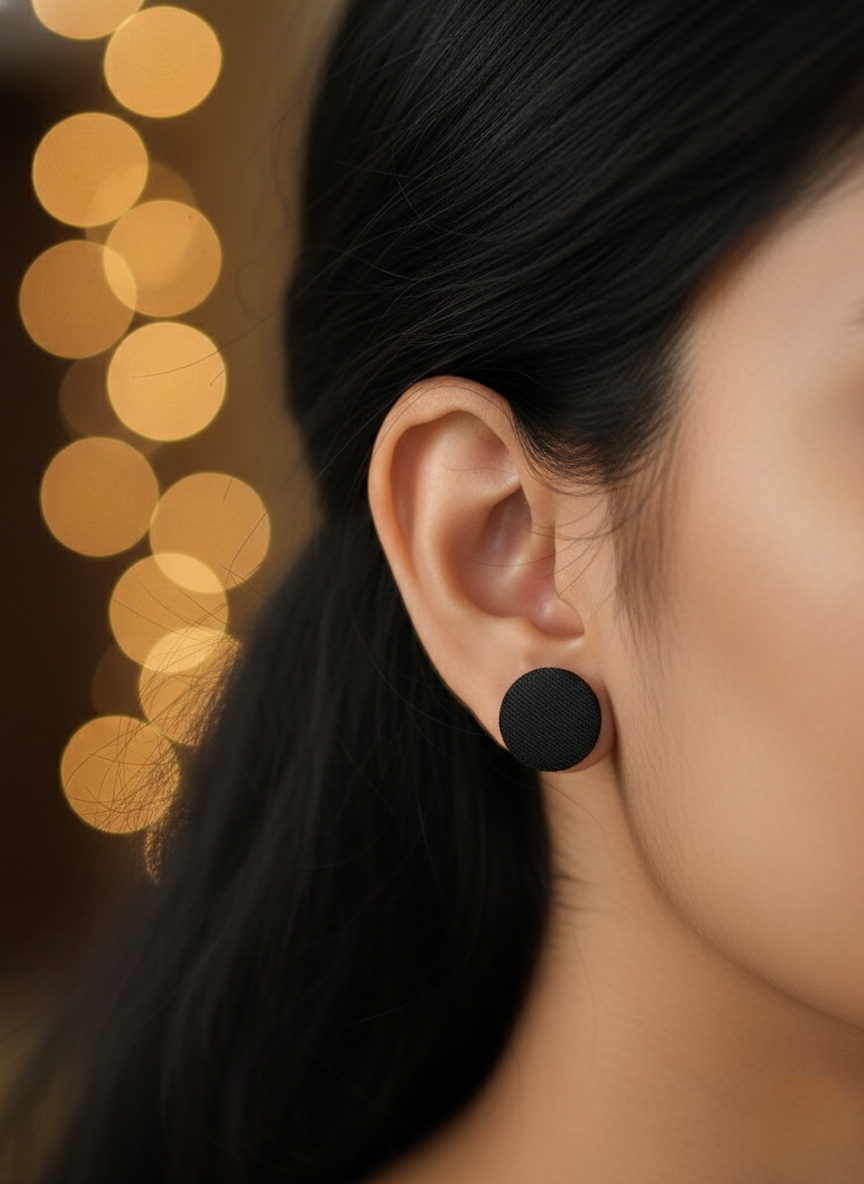 Stylish Black Fabric Buttons for Tops (Pack of 12)