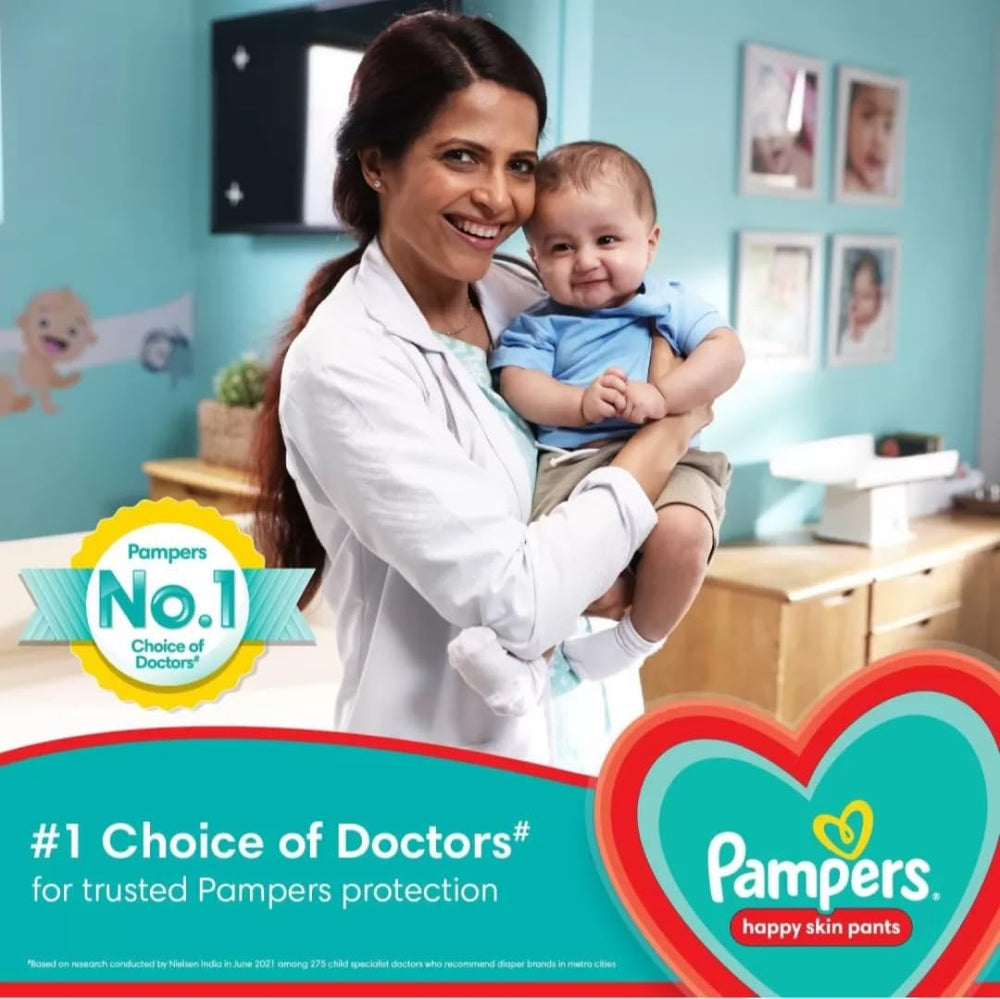 Pampers Happy Sleep Pant Style Baby Diapers, Small (L), 26 Count, 1 Pampers = 1 Night Sleep, with Anti Rash Shield, 9-14 Kg Diapers