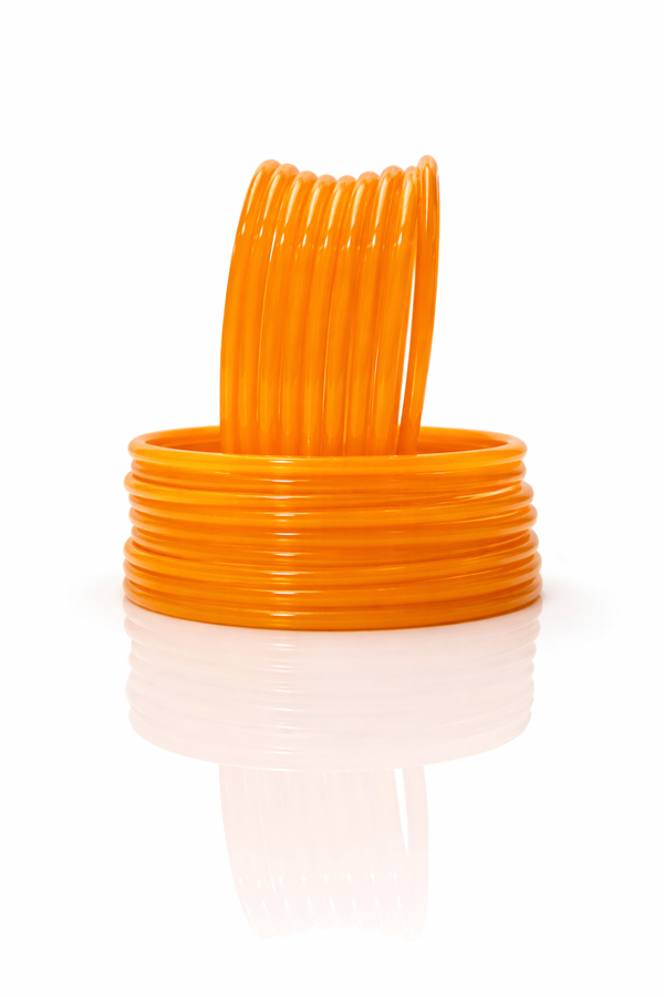 Premium Quality Orange Colour Plain Glass Bangles Set for Daily & Traditional Wear (set of 24)