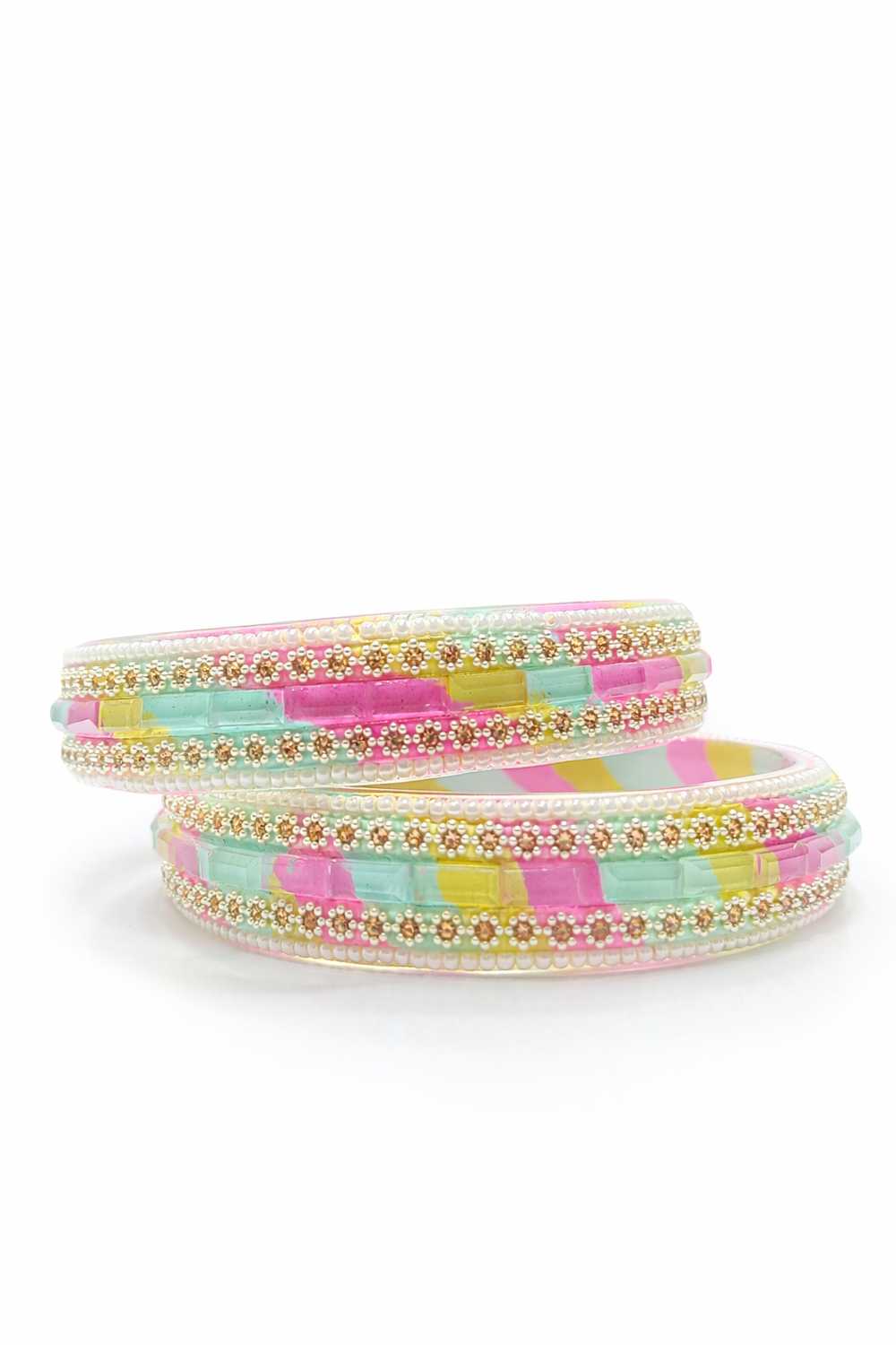 Multicolor Crystal, Pearl & Stone Work Designer Bangles