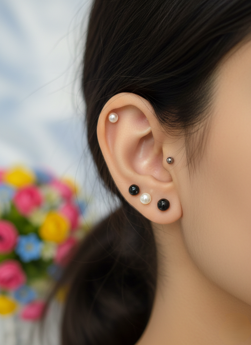 Mini Pearl Buttons for Tops Black & White (Pack of 24)