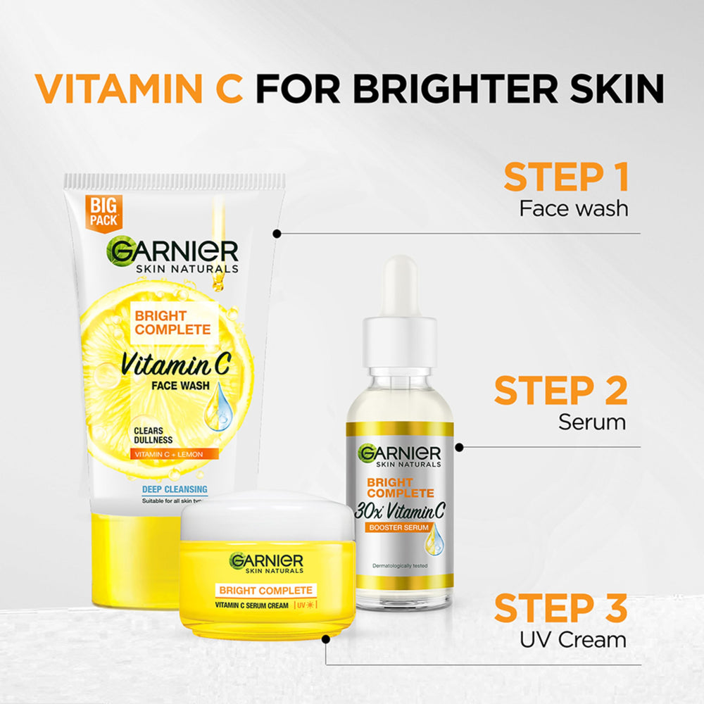 Garnier Skin Naturals Bright Complete Vitamin C Serum UV Cream, Vitamin C Day Cream for Sun Protection and Skin Brightening - Suitable For all Skin Types, 45g