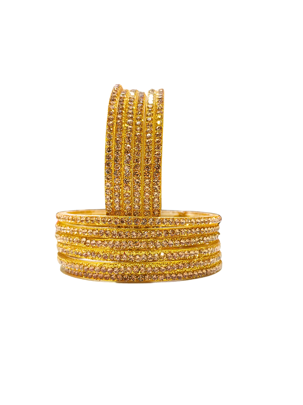Luxury Golden Sparkle Stone Bangles Set for girls & Women – Pack of 12 Pcs